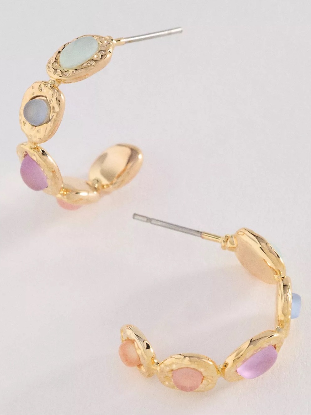 NWT Anthropologie Colorful Semi-Stone Hoop Earrings Lilac